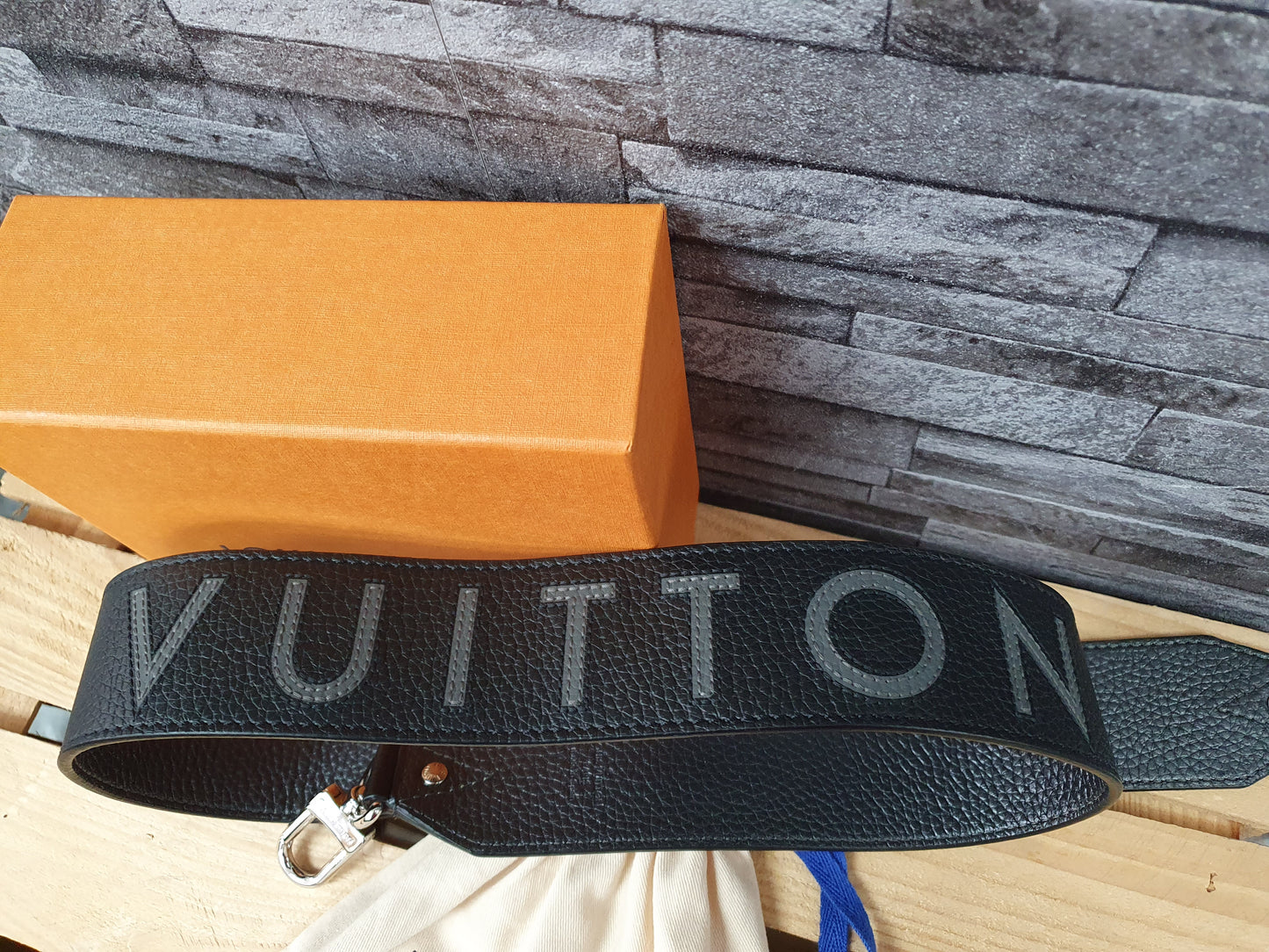 Original Louis Vuitton Schulterriemen Schultergurt Schwarz Leder