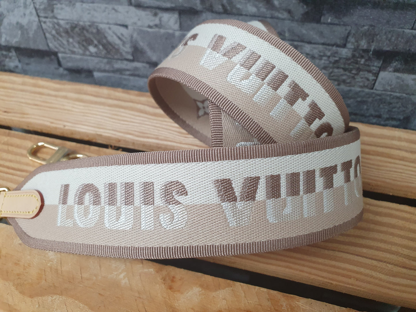 NEU! Original Louis Vuitton Schulterriemen Textil Schultergurt Beige