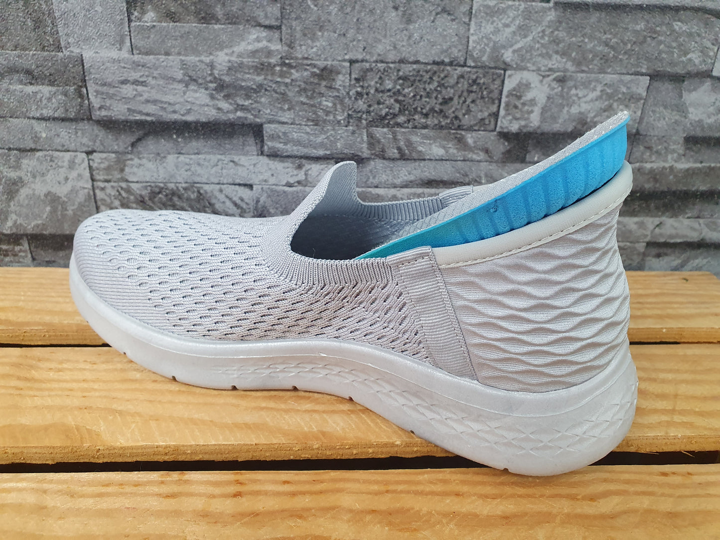 Damen Slip On Sneaker Schuhe Blau & Grau Sommer