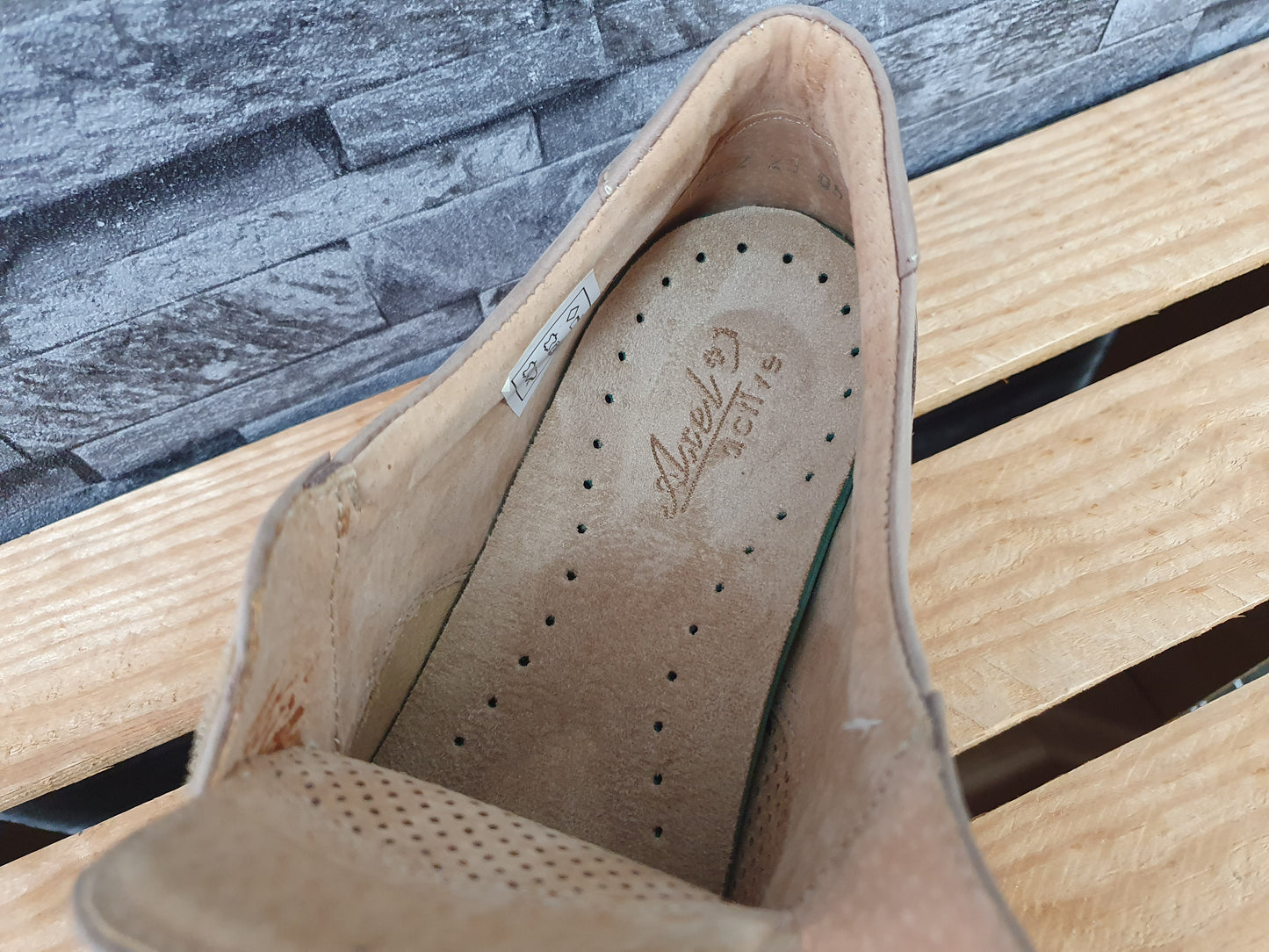 Damen Axel Comfort Hallux Leder Klett Gesundheitsschuhe Beige Weite H
