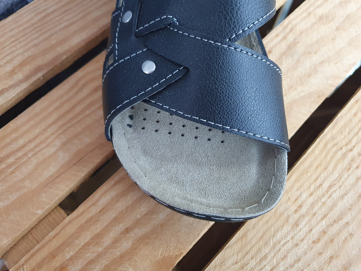 Magnus Herren Pantolette Lederinnensohle PU 1 x Klett Softfußbett