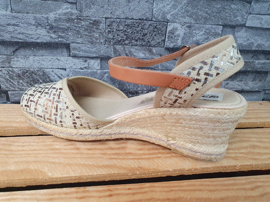 Amalie Spanische Damen Schuhe Kailabsatz Espadrilles Beige Softfußbett