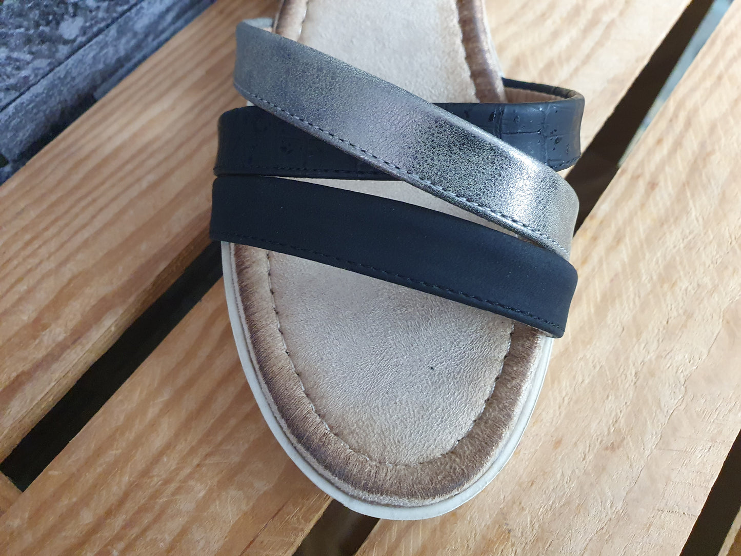 Damen Sandalen Sandalette Kailabsatz Sixth Sens Schwarz Gold