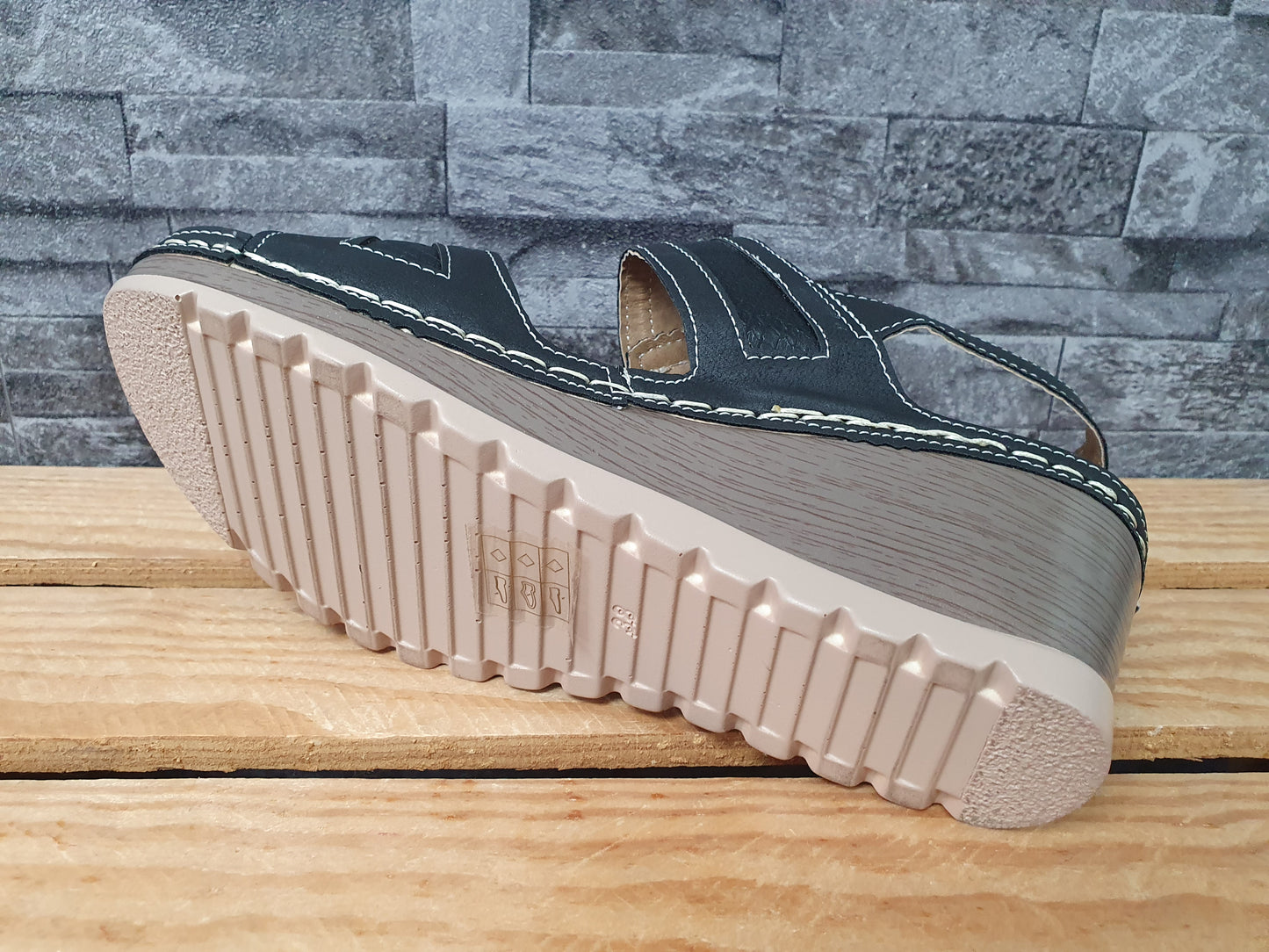 Damen Sandalette Sandalen Schuhe 3 x Klett Kailabsatz Schwarz