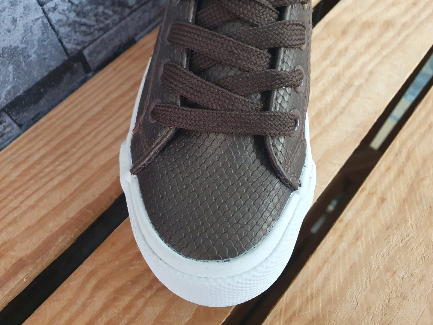 Kinder Sneaker Schuhe Freizeitschuhe Braun Snake