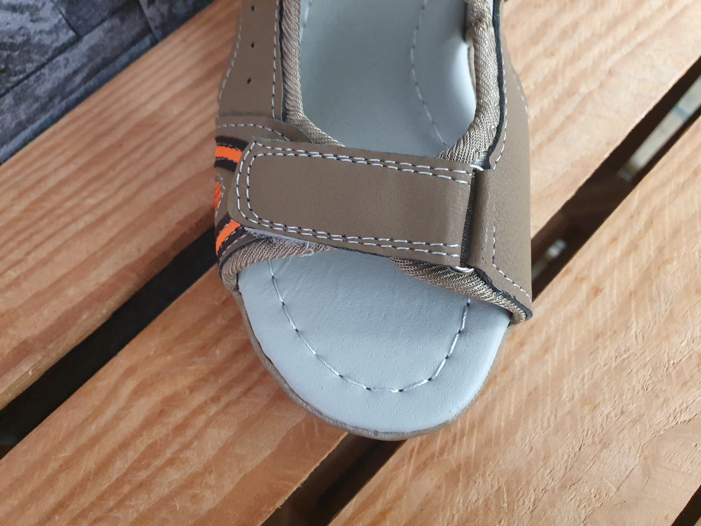 Kinder Sandalen Sandalette Schuhe Sommer 2 x Klett Beige & Grün & Braun