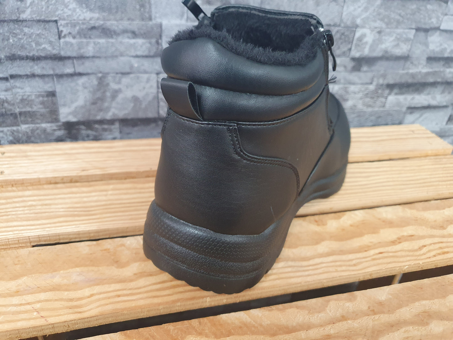 Magnus Herren Boots Warmfutter Schwarz 2 x Reißverschluss Schuhe Winterschuhe