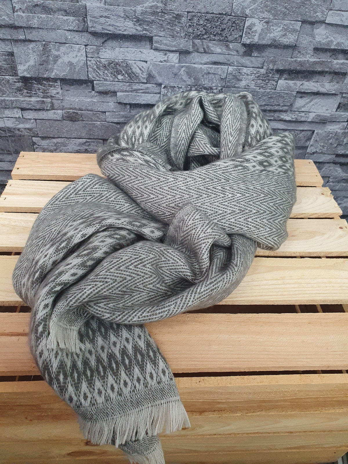 Modeschal Damen Schal Winterschal Rosa Grün Viscose Wolle Winterl