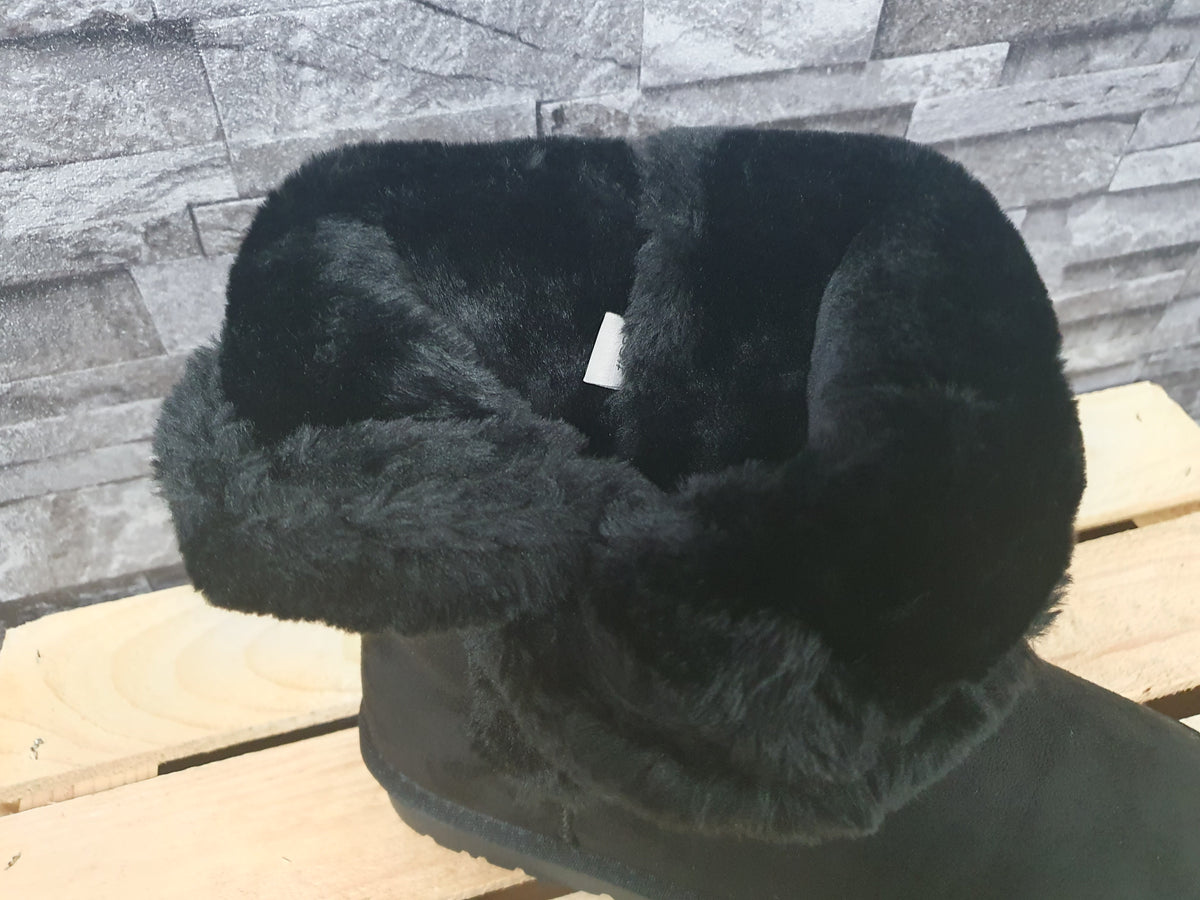 Damen Boots Schwarz Gefüttert Warm Winter