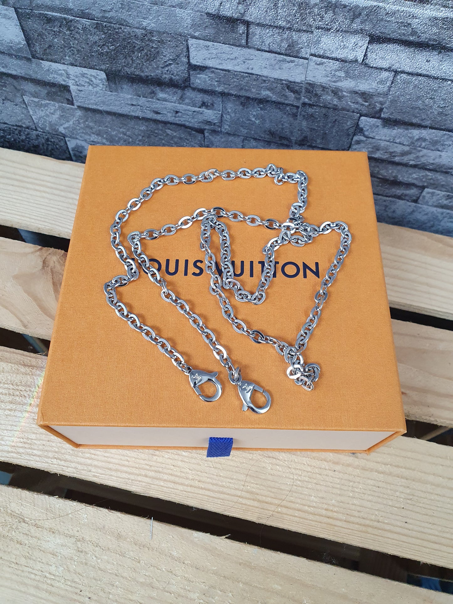 NEU! Original Louis Vuitton Felicie Kette Schulterriemen Silber