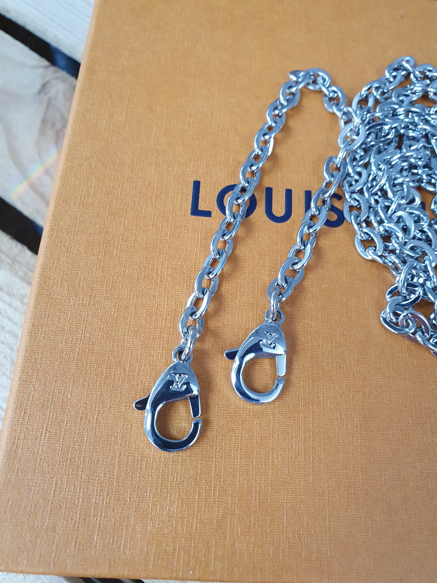 NEU! Original Louis Vuitton Felicie Kette Schulterriemen Silber