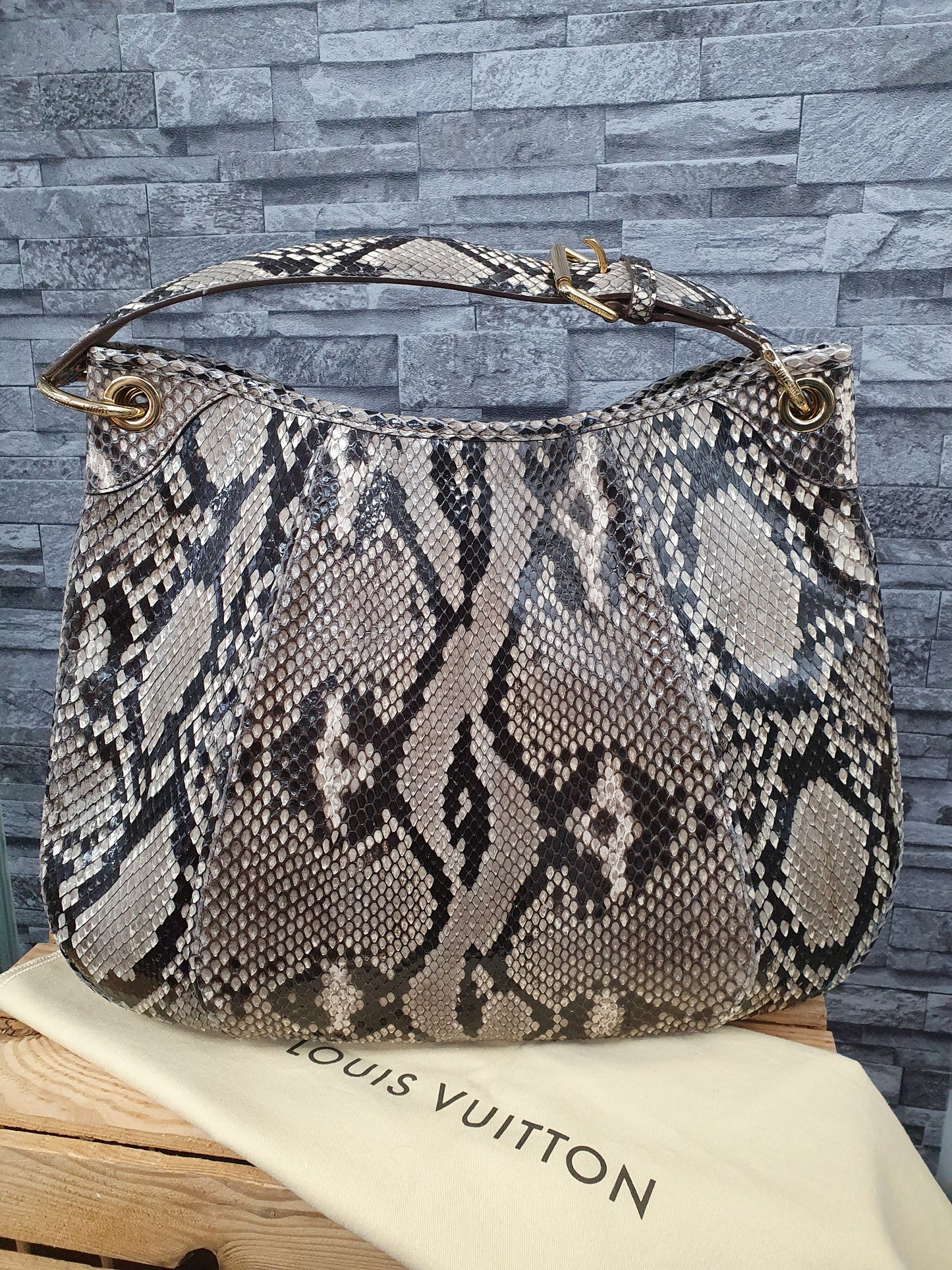 Original Louis Vuitton Galliera GM Schultertasche Python Leder