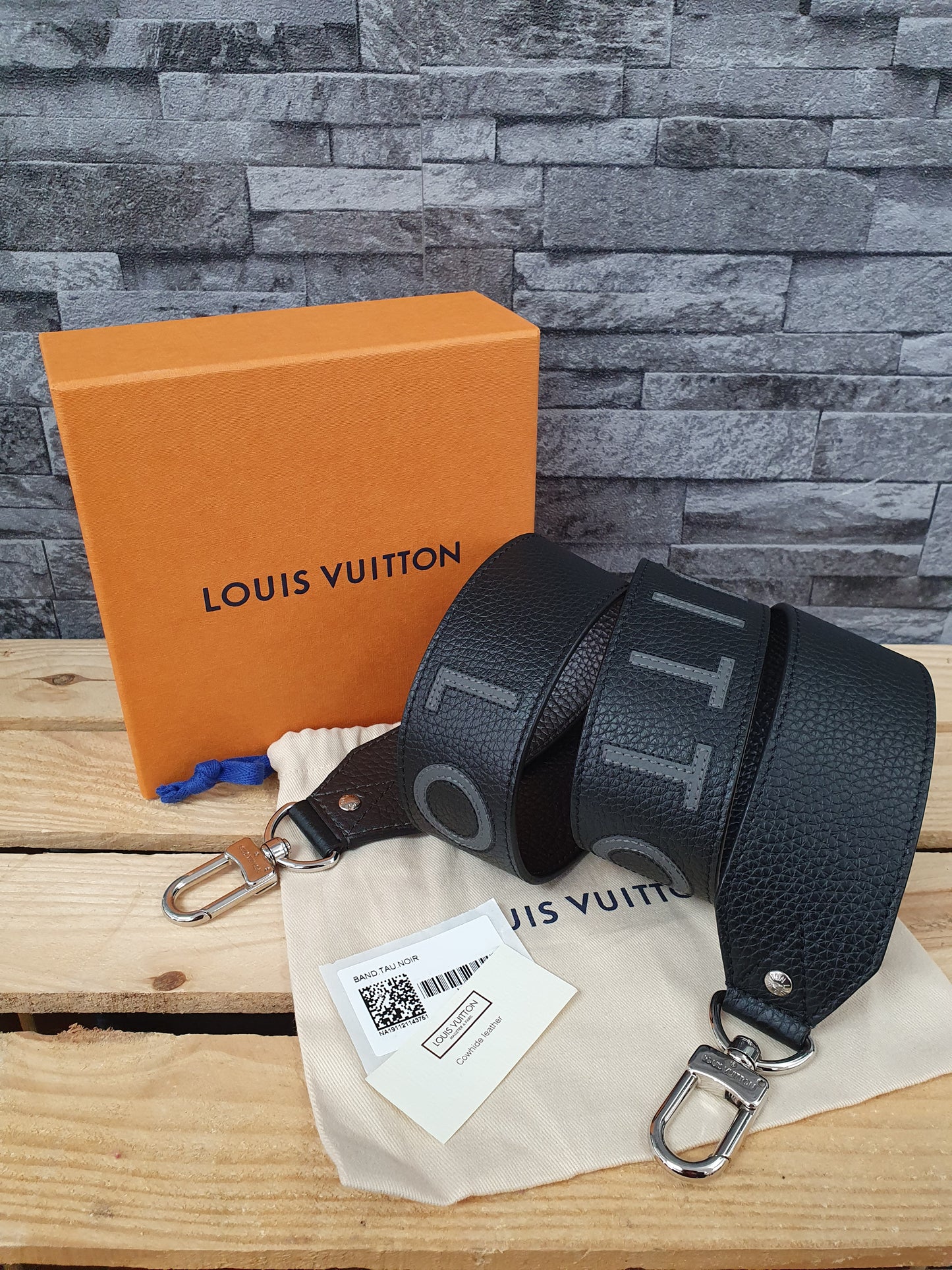 Original Louis Vuitton Schulterriemen Schultergurt Schwarz Leder
