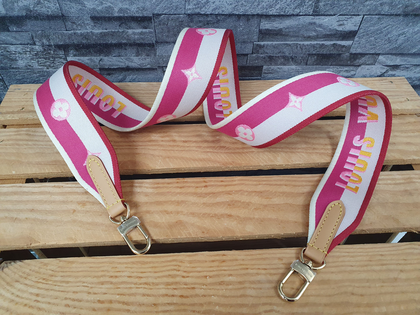 NEU! Original Louis Vuitton Diane Schulterriemen Textil  Schultergurt Pink