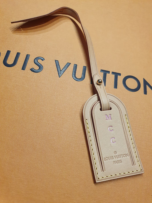 NEU! Original Louis Vuitton Graceful MM Taschenanhänger Vachetta Leder Beige Anhänger