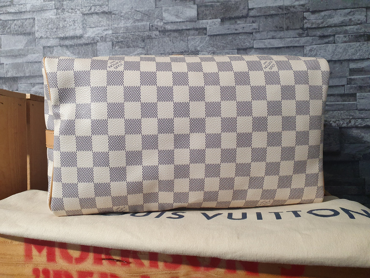 Original Louis Vuitton Speedy Azur Canvas Schulterriemen Neuwertig