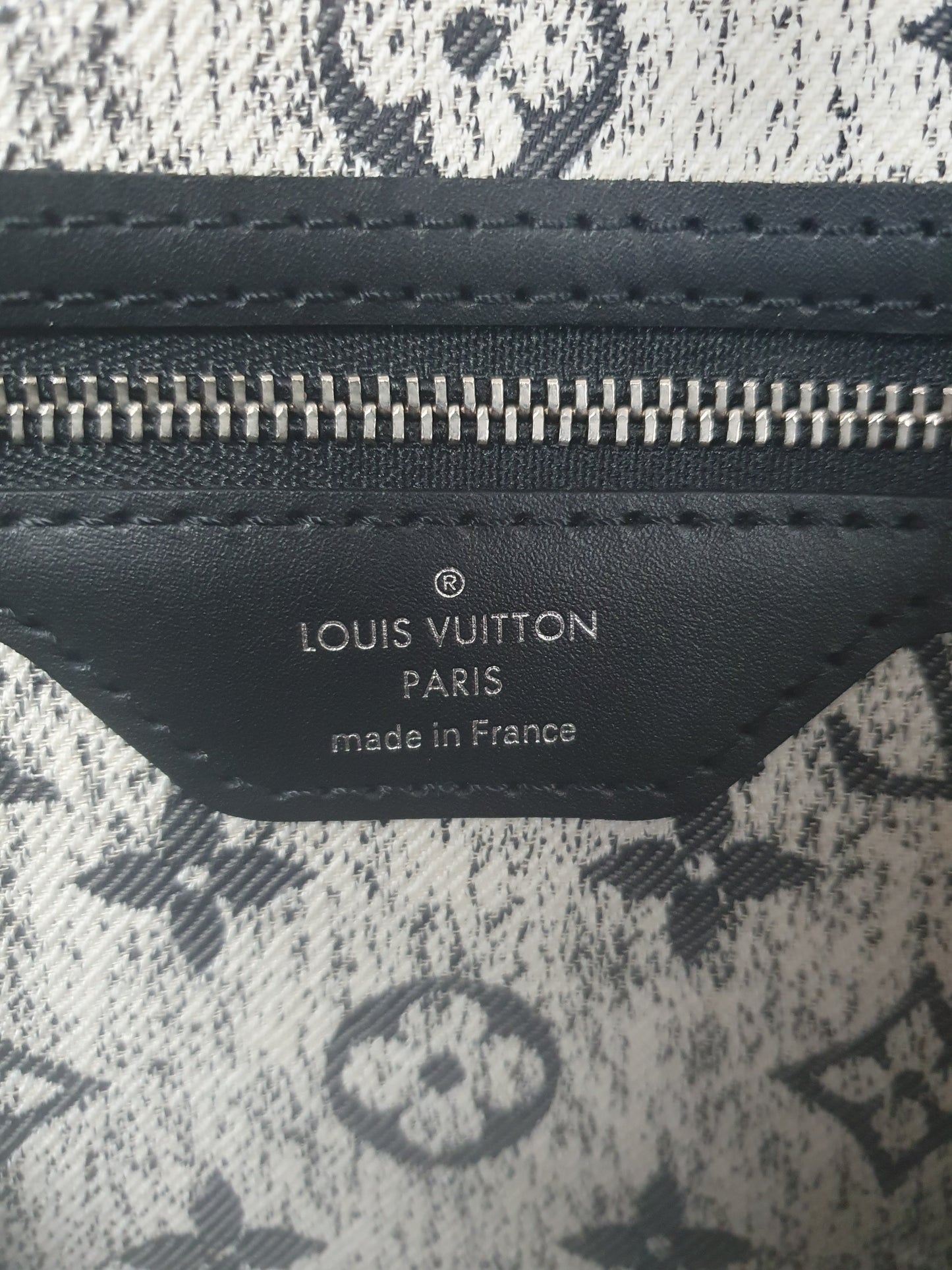 Orginal Louis Vuitton Neverfull MM Monogram Jequard Denim Grau Schwarz FullSet