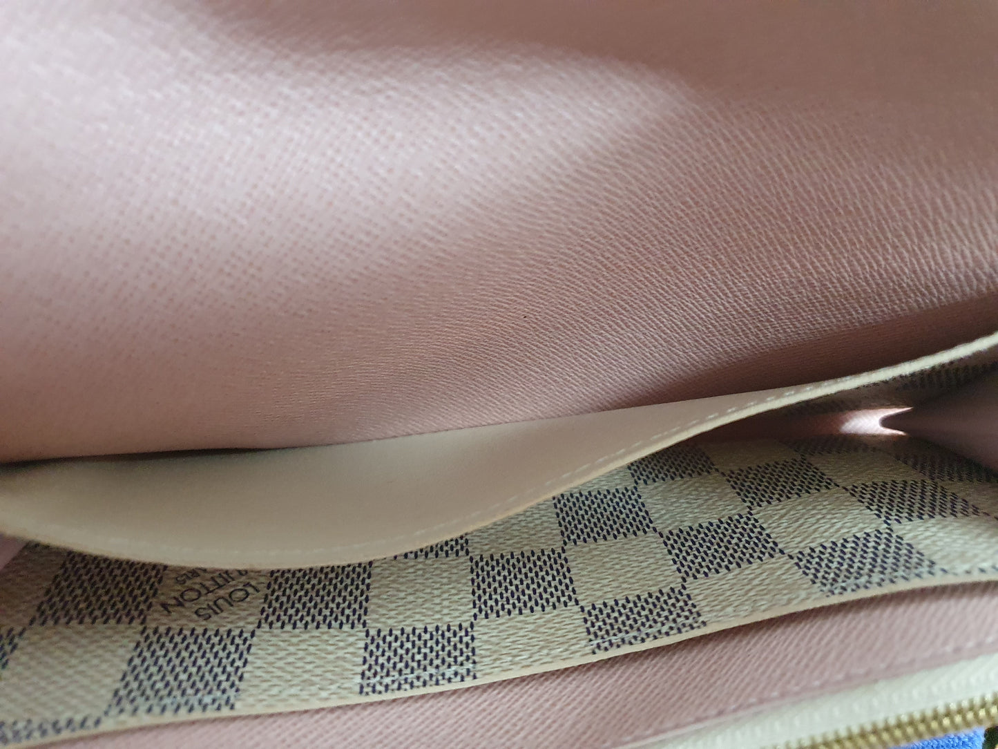 Original Louis Vuitton Emilie Geldbörse Damier  Wallet Azur Canvas Rosa