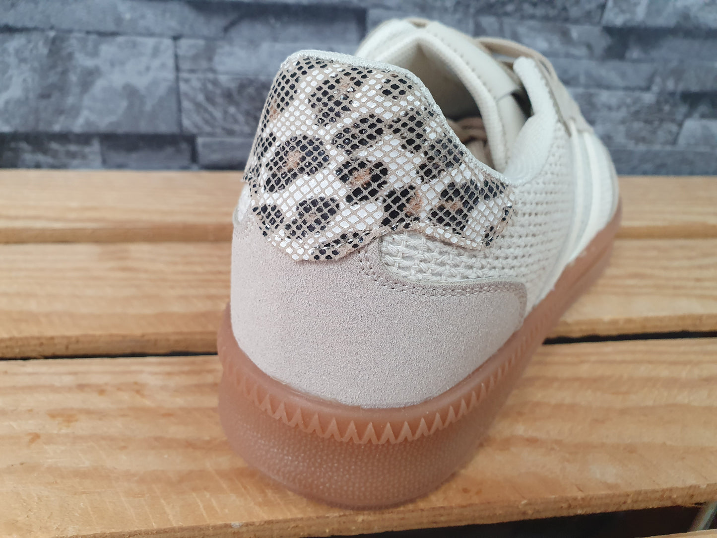 Damen Sneaker Beige Panther herausnehmbaren Innensohlen Schuhe