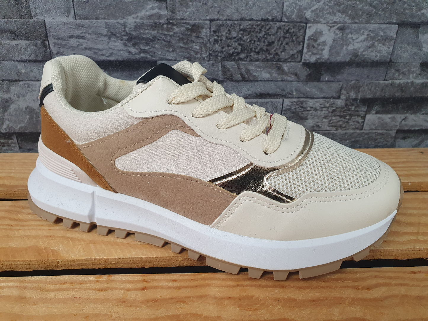 Damen Sneaker Schuhe Beige &  Grau Schuhe