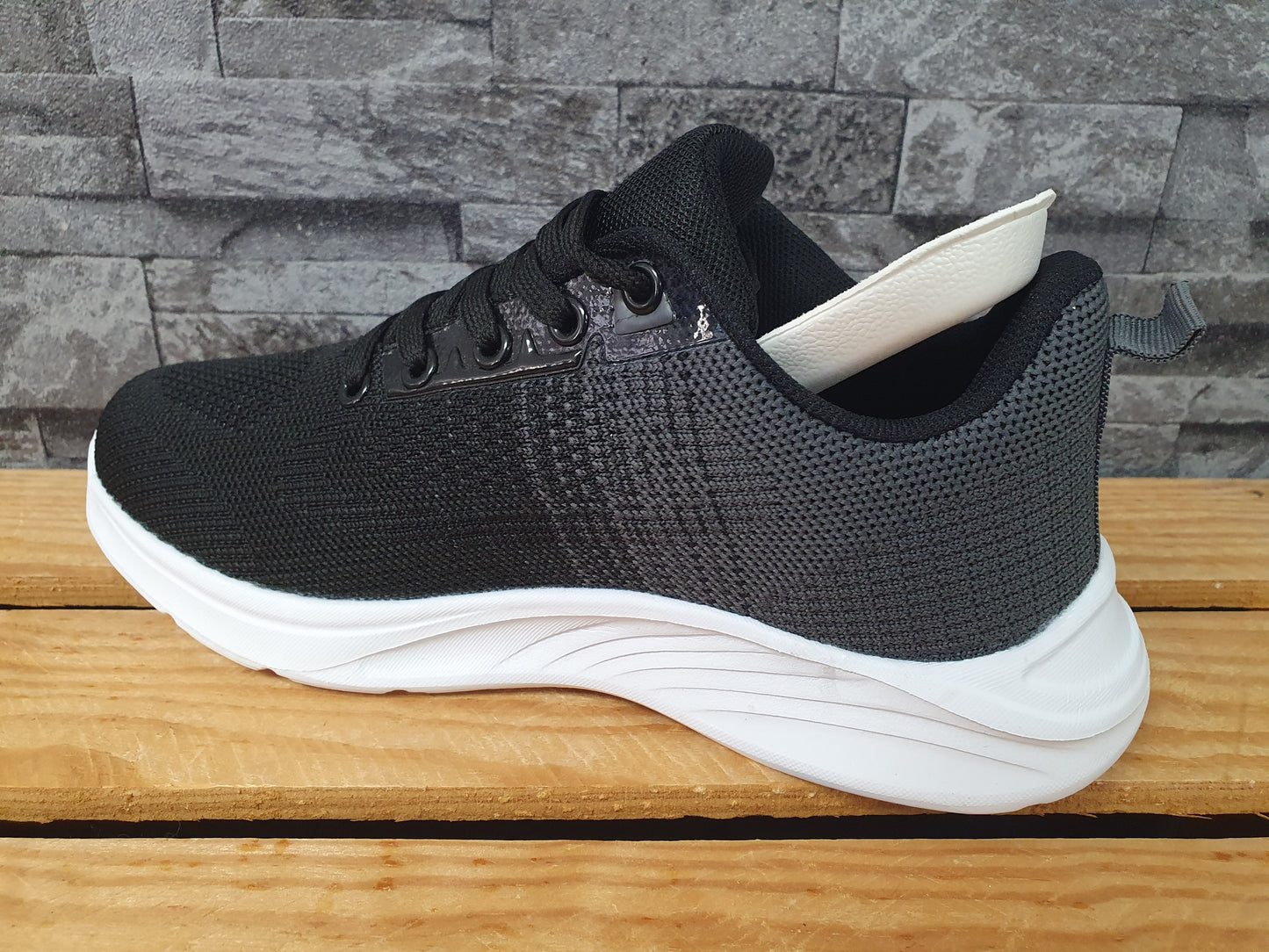 Damen Sneaker Schuhe Schwarz Grau herausnehmbaren Innensohlen