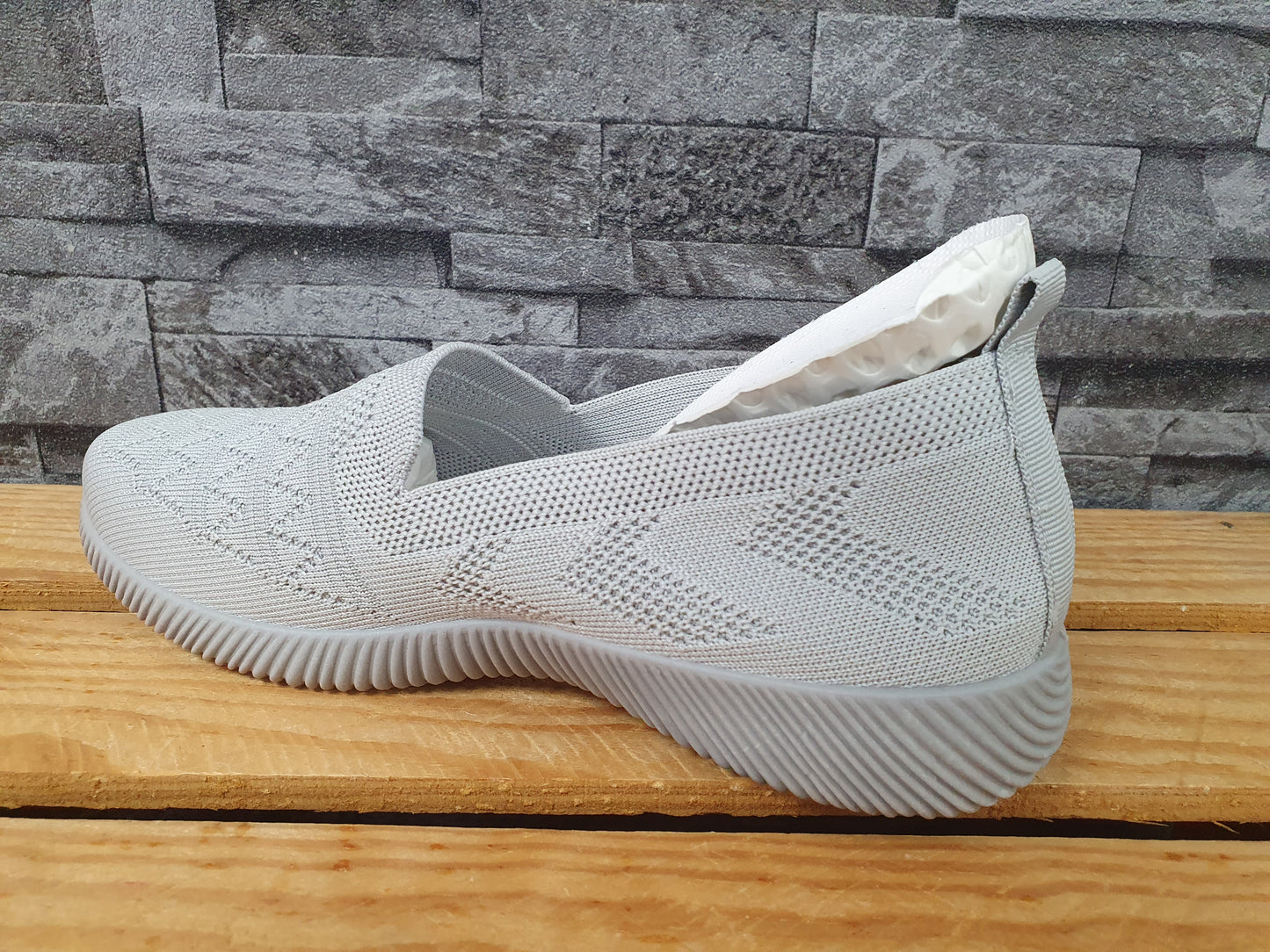 Damen Sneaker Schuhe Stoff Grau &  Schwarz