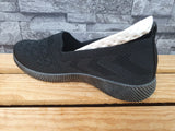 Damen Sneaker Schuhe Stoff Grau &  Schwarz