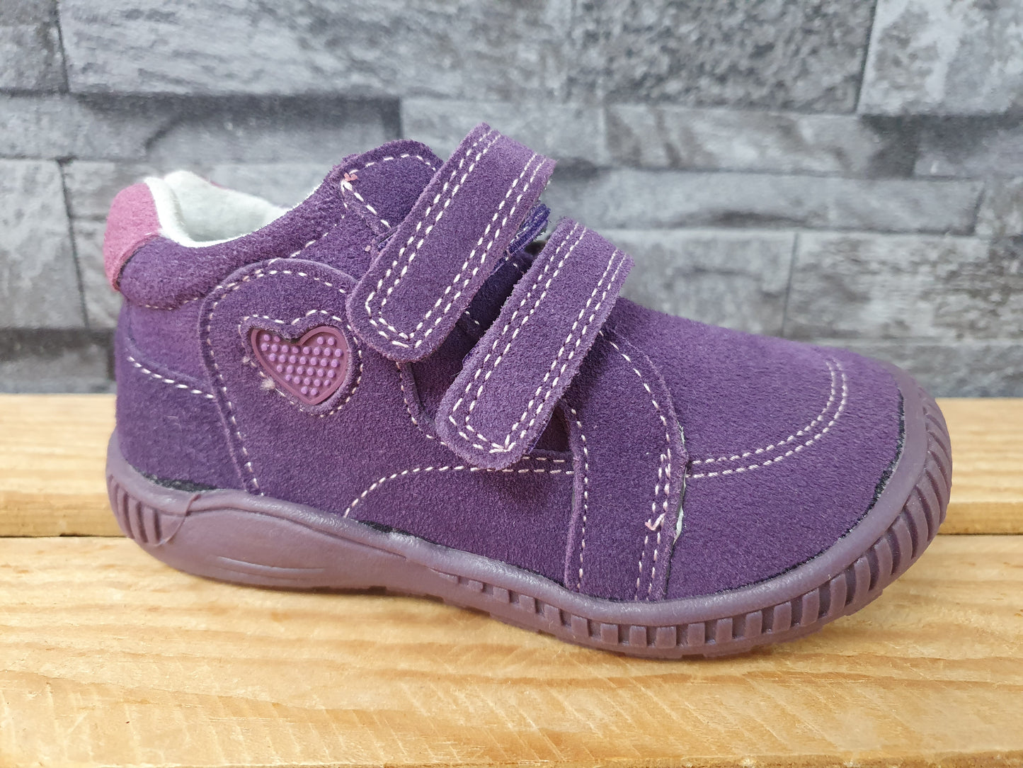 Happy Bee Babyschuhe aus Leder mit Klettverschluss – Lila & Blau