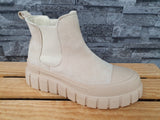 Damen Stiefelette  Chelsea  Schuhe Beige