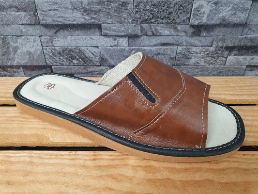 Herren Polnische Hausschuhe aus Leder Braun