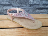 OOG Damen Zehentrenner Glitzer  Softfußbett Pink