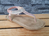 OOG Damen Zehentrenner Glitzer  Softfußbett Pink