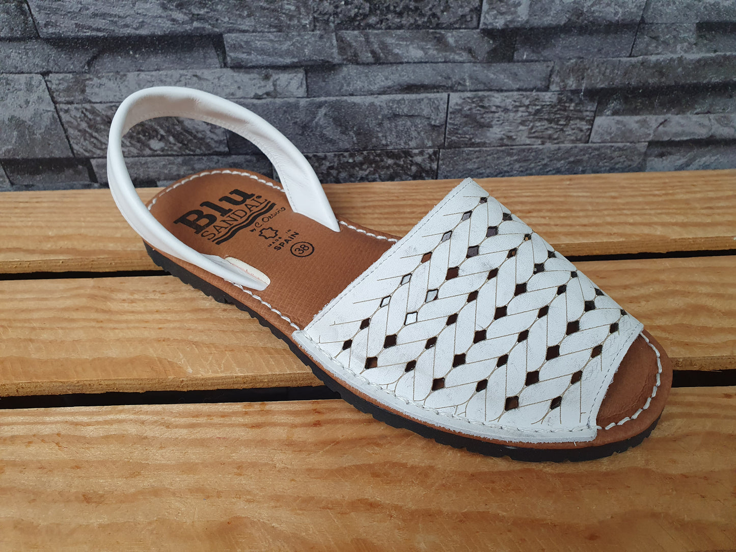 Blu Sandal Spanische Sandalen Leder Softfußbett