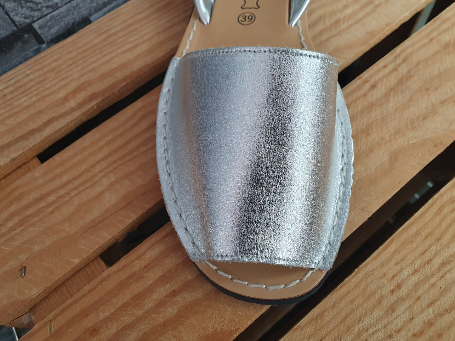 Avarca Damen Spanische Sandalen Leder Silber Gold