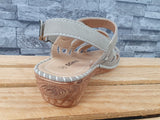 Scandi Damen Sandalen 3 x Klett Grau Blumen Sommer