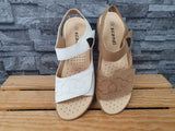 Scandi Damen Sandaletten 2 x Klett  Soller Weiß & Braun