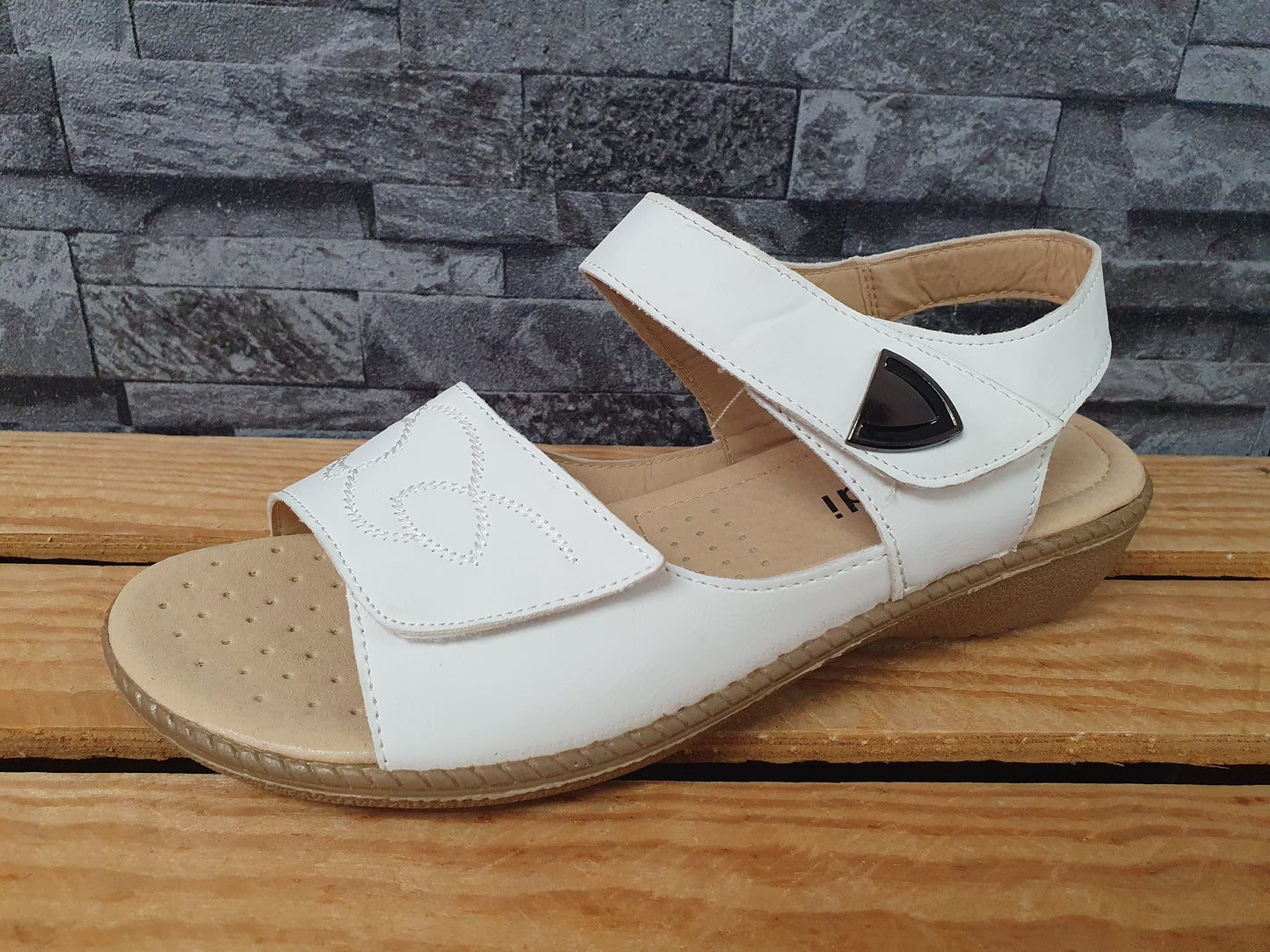 Scandi Damen Sandaletten 2 x Klett  Soller Weiß & Braun