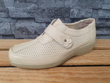 Scandi Damen Halbschuhe 1x Klett Beige Vanille Sommer Blume
