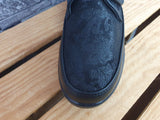 Scandi Damen Hausschuhe Schuhe 1x Klett Glitzer Schwarz