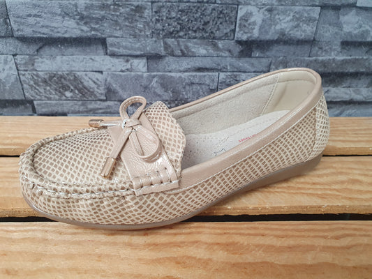Damen Comfort Ballerina  Beige Snake