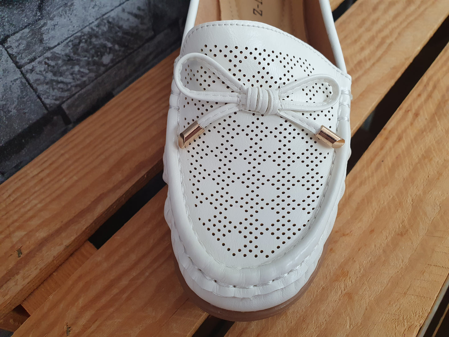 Damen Ballerina  Schuhe Sommer Halbschuhe Kailabsatz Weiß