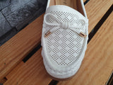 Damen Ballerina  Schuhe Sommer Halbschuhe Kailabsatz Weiß