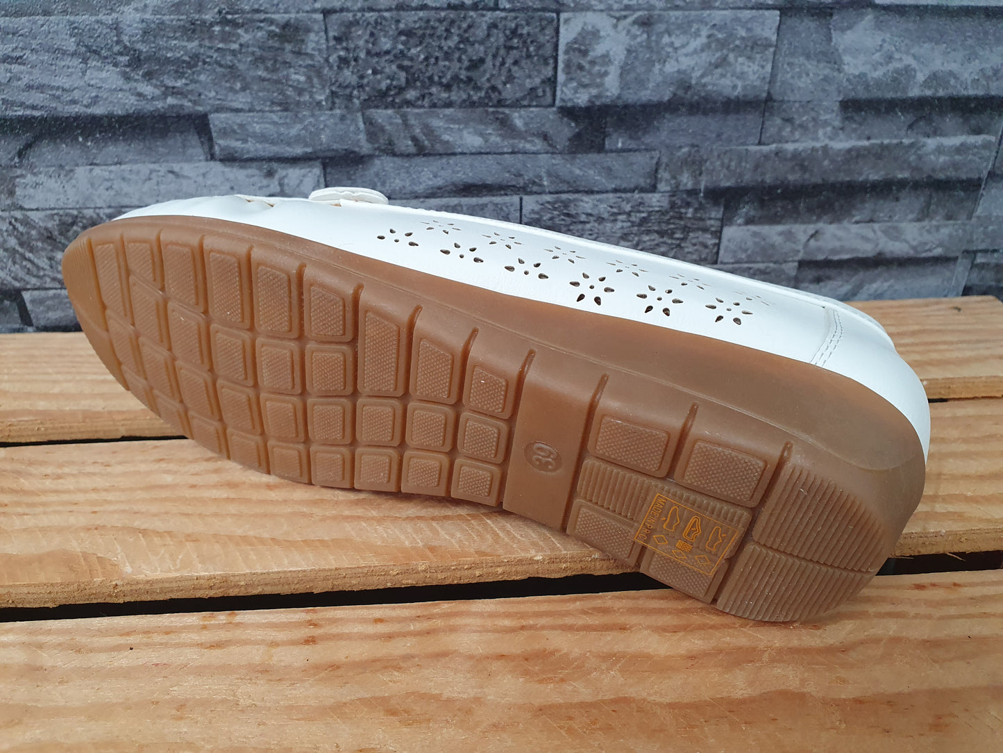 Damen Ballerina  Weiß  Sommer Schnalle Größe 39-41