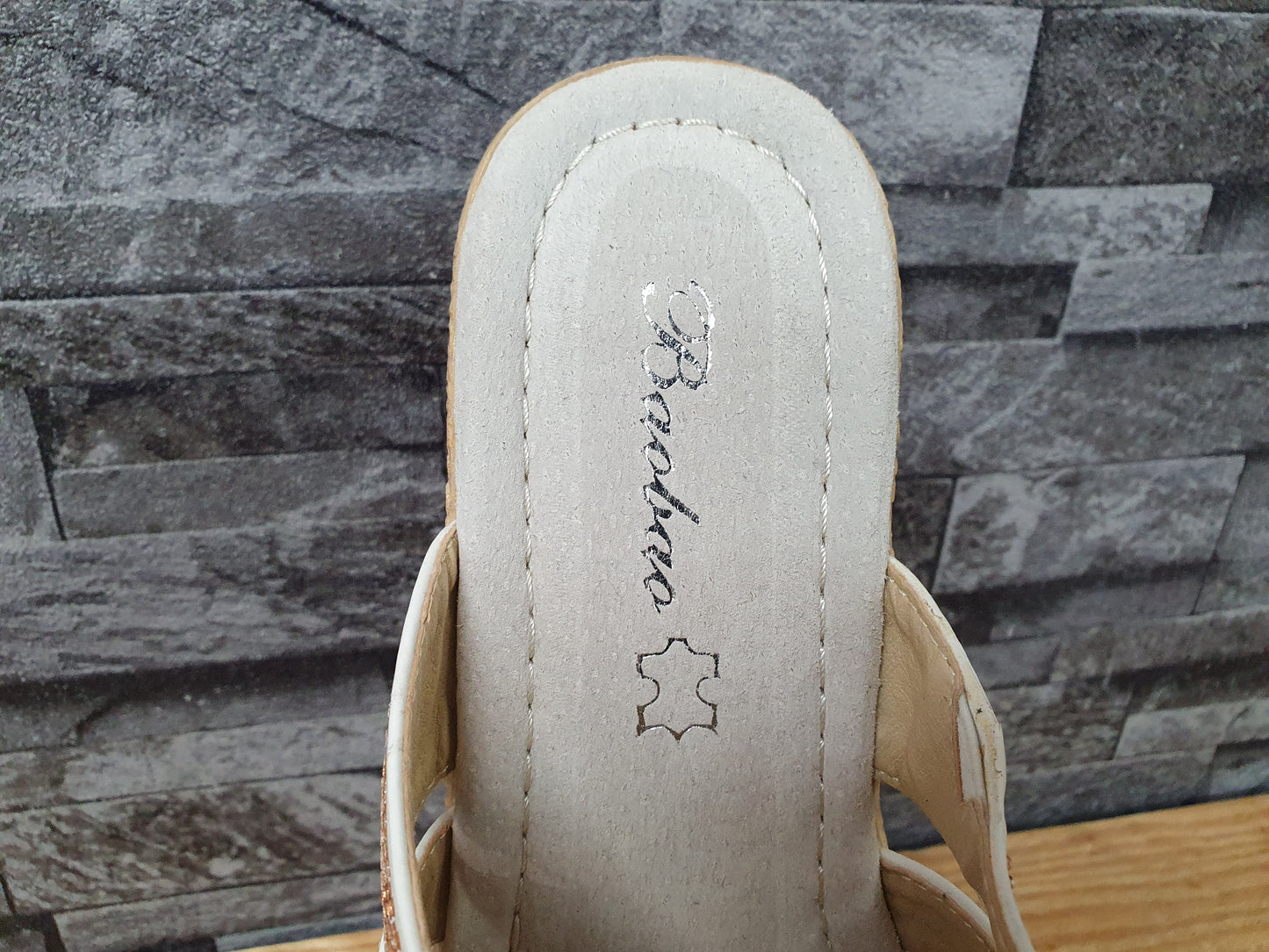 Damen Pantolette Kailabsatz Weiß Glitzer Größe 38-41