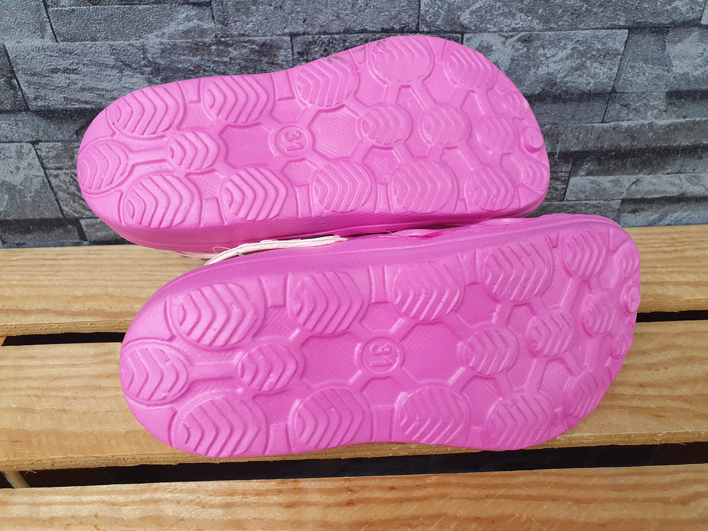 Kinder Clogs Schuhe Badeschuhe Türkis & Weiß &  Fuchsia & Peach