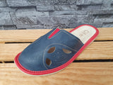 Nowo Damen Hausschuhe, Pantoffeln – Leder-Slipper in Braun & Grau & Blau