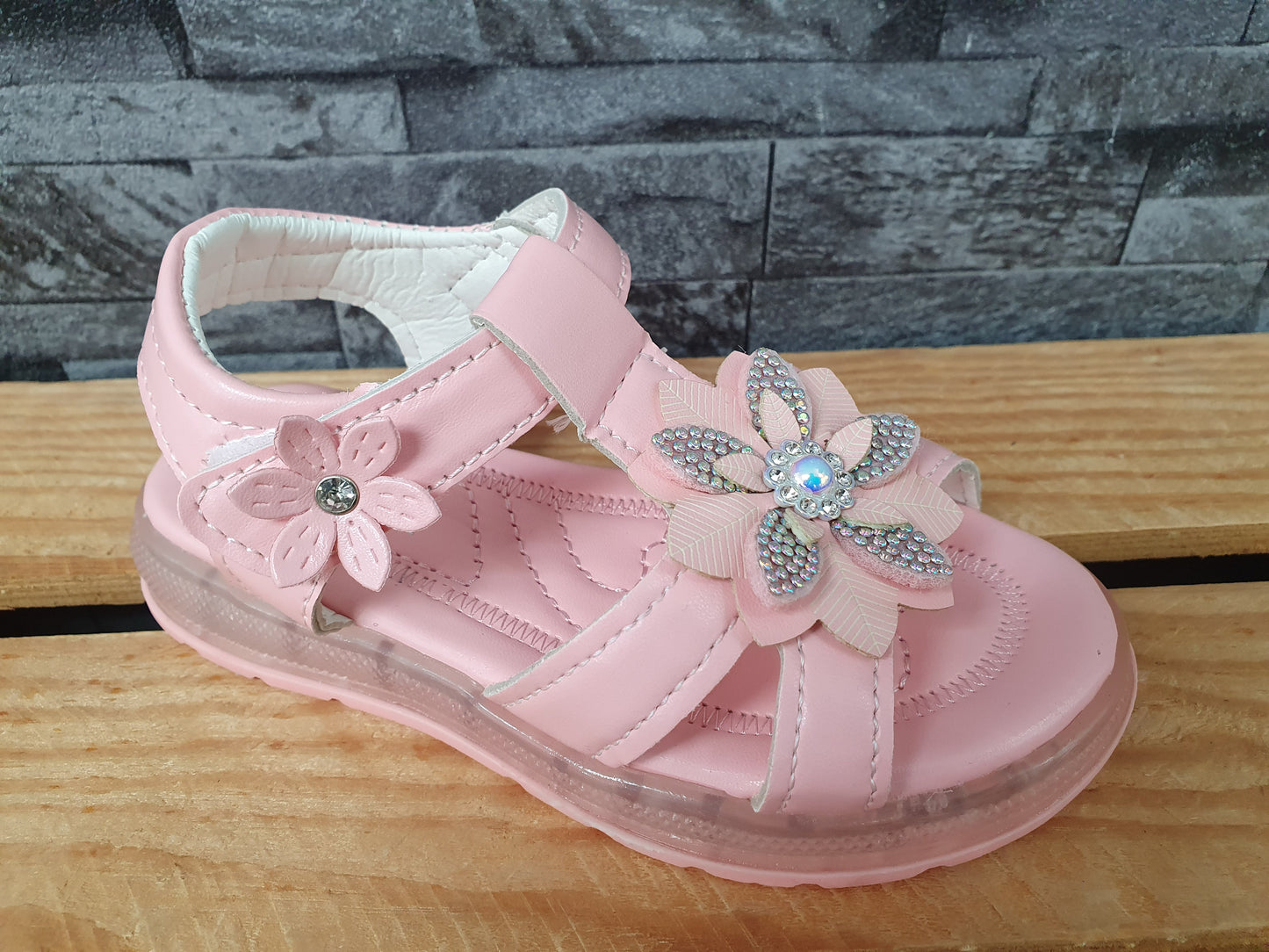 Kinder Sommersandalen mit Klettverschluss – Blumenmotiv