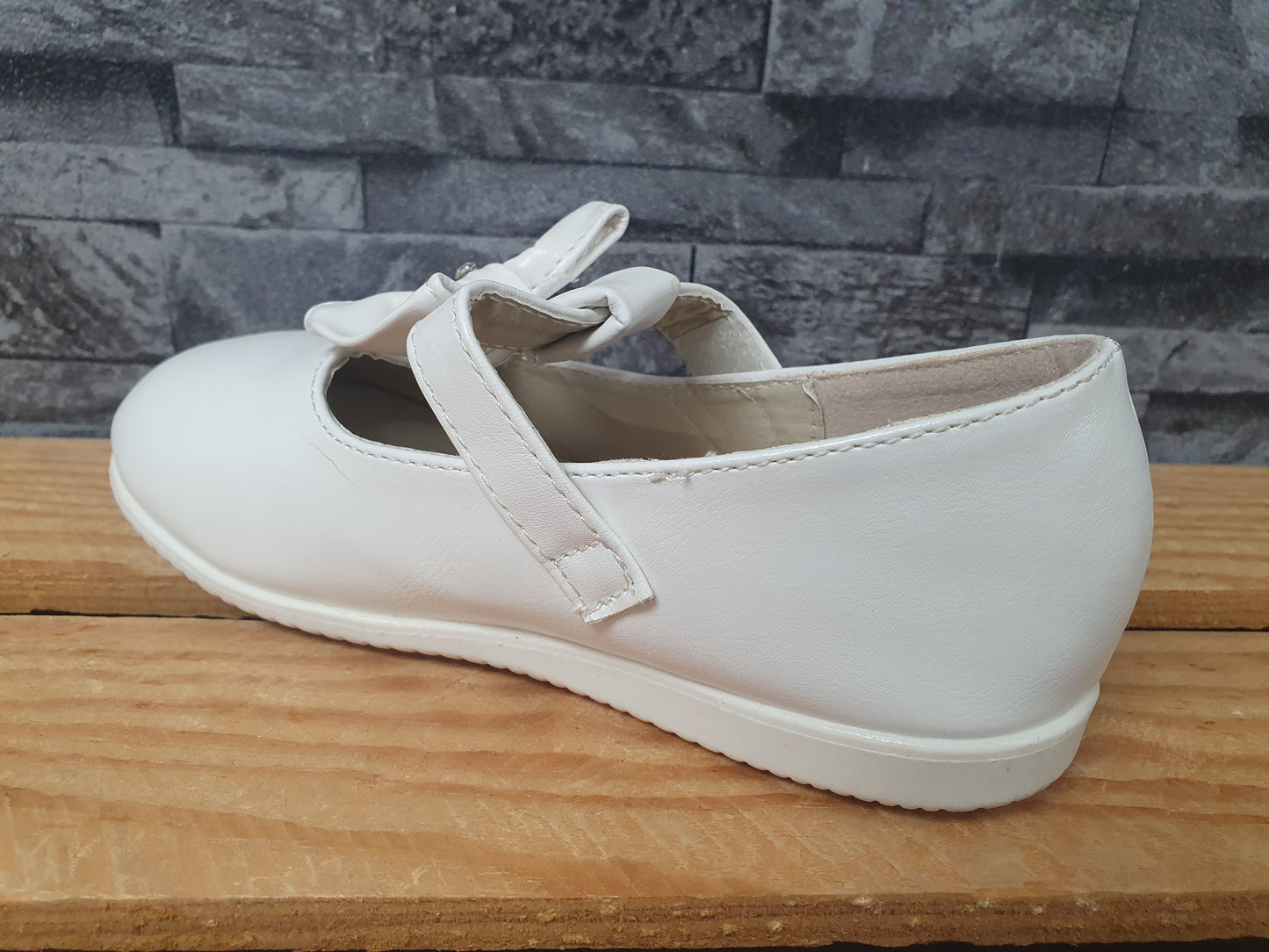 Mädchen Ballerina Schuhe Schleife Weiß Größe 28-31 Klett
