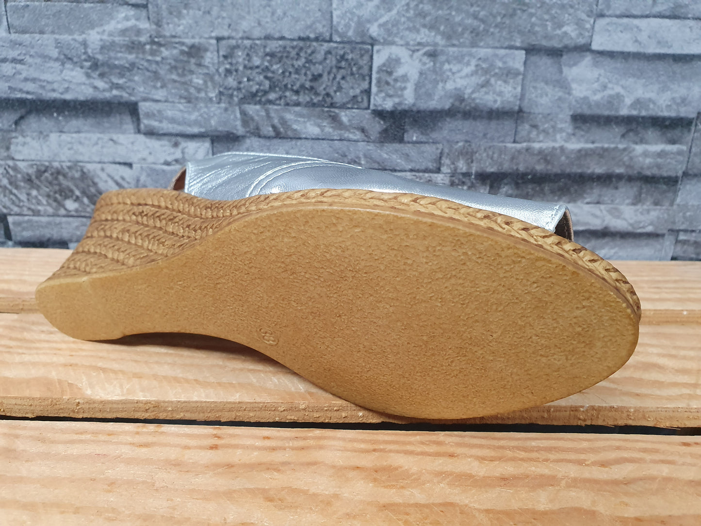 Damen Xusandal Spanien  Comfort  Sandalen Kailabsatz Silber & Schwarz