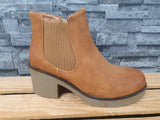 Damen Stifelette  Camel Chelsea Boots Vintage
